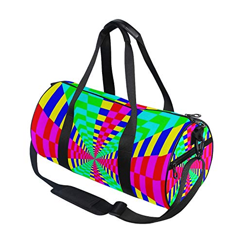 Maze Rainbow Vortex - Bolsa de gimnasio para mujeres y hombres, diseño geométrico Maze Rainbow Vortex - Bolsa de gimnasio para mujeres y hombres, diseño geométrico
