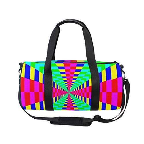 Maze Rainbow Vortex - Bolsa de gimnasio para mujeres y hombres, diseño geométrico Maze Rainbow Vortex - Bolsa de gimnasio para mujeres y hombres, diseño geométrico