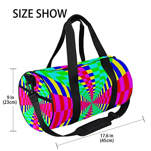 Maze Rainbow Vortex - Bolsa de gimnasio para mujeres y hombres, diseño geométrico Maze Rainbow Vortex - Bolsa de gimnasio para mujeres y hombres, diseño geométrico