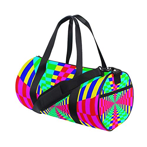 Maze Rainbow Vortex - Bolsa de gimnasio para mujeres y hombres, diseño geométrico Maze Rainbow Vortex - Bolsa de gimnasio para mujeres y hombres, diseño geométrico