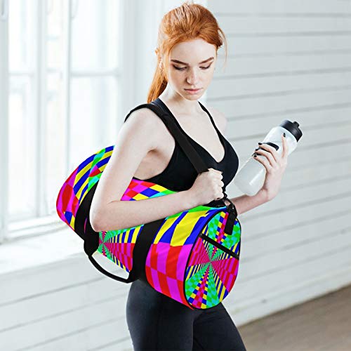 Maze Rainbow Vortex - Bolsa de gimnasio para mujeres y hombres, diseño geométrico Maze Rainbow Vortex - Bolsa de gimnasio para mujeres y hombres, diseño geométrico