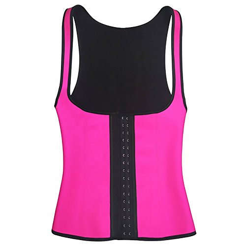MBEN Chaleco de Entrenamiento de la Cintura de látex,Faja Moldeadora para el Cuerpo del adiestrador de la Cintura del corsé Deshuesado de Las Mujeres,corsé de Goma de Tres Capas,Rose,S