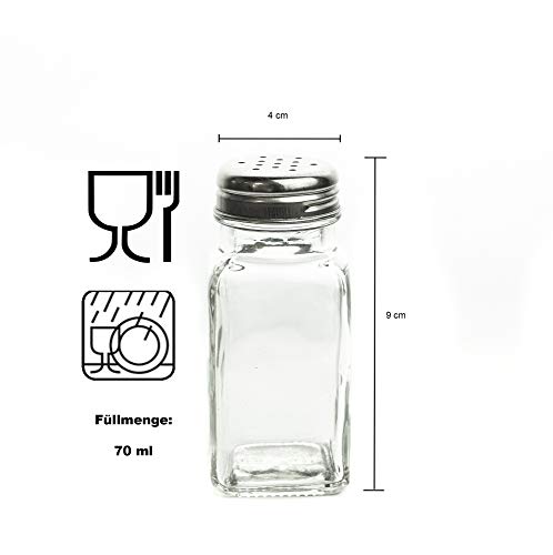 MC Trend Set Spice Shaker Salt Shaker Glass Pepper Shaker con Vidrio de Cristal de Barra de Acero Inoxidable (Conjunto de 12 esparcidores de Especias)