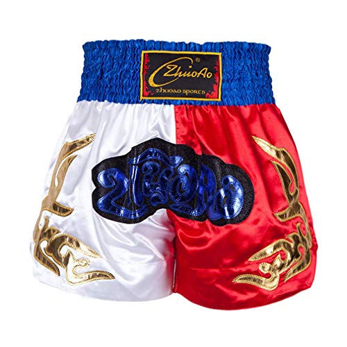 Mcaishen Muay Thai Fight Shorts Boxing Sanda Ropa Pantalones Cortos De Entrenamiento Lucha Artes Marciales Shorts De Taekwondo Ropa Hombres Y Mujeres Costura(S,Blue)