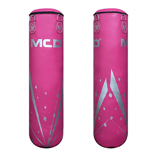 MCD SPORTS Saco de Boxeo y Guantes Sin Relleno, Guantes de Entrenamiento R5, Cadena, Cuerda de Saltar y Vendas de Mano para MMA, Kickboxing, Muay Thai Juego de Bolsas de Boxeo 4 Pies