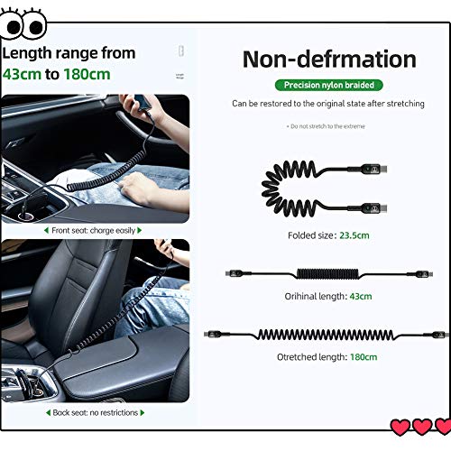 mcdodo Cable USB C a USB C en espiral retráctil USB C Sprial Cable PD 60W Tipo C a Tipo C cable elástico de carga datos compatible con Galaxy S10 S9 Huawei P30 P20 dispositivos USB C,estirable a 1.8M mcdodo Cable USB C a USB C en espiral retráctil USB C Sprial Cable PD 60W Tipo C a Tipo C cable elástico de carga datos compatible con Galaxy S10 S9 Huawei P30 P20 dispositivos USB C,estirable a 1.8M