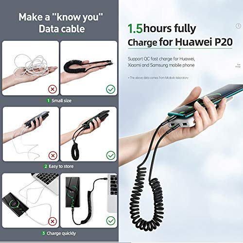 mcdodo Cable USB C a USB C en espiral retráctil USB C Sprial Cable PD 60W Tipo C a Tipo C cable elástico de carga datos compatible con Galaxy S10 S9 Huawei P30 P20 dispositivos USB C,estirable a 1.8M mcdodo Cable USB C a USB C en espiral retráctil USB C Sprial Cable PD 60W Tipo C a Tipo C cable elástico de carga datos compatible con Galaxy S10 S9 Huawei P30 P20 dispositivos USB C,estirable a 1.8M