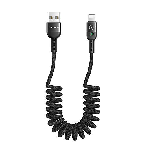 Mcdodo Cable USB elástico en Espiral Cable retráctil de sincronización de Datos Cable de Carga y Carga para Phone 11 Pro MAX XR 8 7 Estirable a 5.9 pies Negro Mcdodo Cable USB elástico en Espiral Cable retráctil de sincronización de Datos Cable de Carga y Carga para Phone 11 Pro MAX XR 8 7 Estirable a 5.9 pies Negro