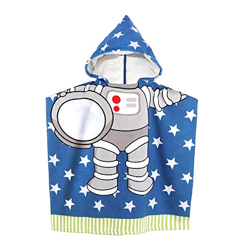 MCGMITT Toalla con Capucha de Playa para Niños con Capucha para Bebés Niños Pequeños Niños Menores de 6 Años, 60 x 61 cm Toallas de Baño con Capucha de Microfibra Suave para Piscina (Azul)