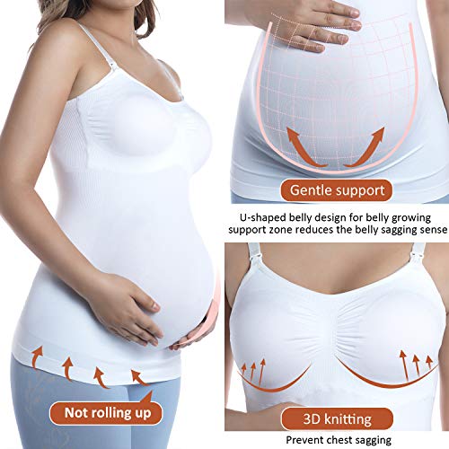 +MD Camiseta sin Mangas con Soporte para el Vientre de Maternidad, Fajas sin Costuras para el Embarazo, Camisetas de enfermería con Sujetador Incorporado para amamantar +MD Camiseta sin Mangas con Soporte para el Vientre de Maternidad, Fajas sin Costuras para el Embarazo, Camisetas de enfermería con Sujetador Incorporado para amamantar