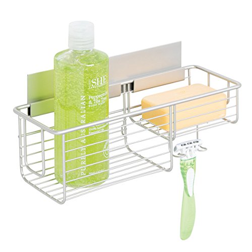 mDesign Cesta para Ducha – Práctica estantería de baño sin Tornillos – Ideal Organizador de baño en Aluminio para Sus artículos de Ducha con un Toque en níquel Cepillado mDesign Cesta para Ducha – Práctica estantería de baño sin Tornillos – Ideal Organizador de baño en Aluminio para Sus artículos de Ducha con un Toque en níquel Cepillado