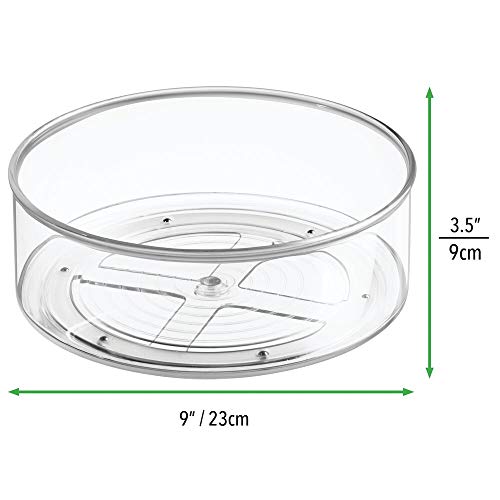 mDesign Especiero giratorio para armario y mesa de cocina – Práctico estante para utensilios de cocina – Plato giratorio de plástico para especias – transparente