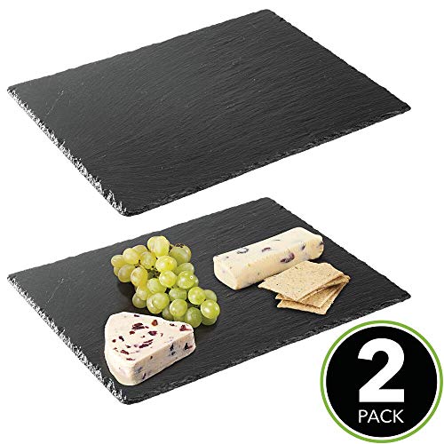 mDesign Juego de 2 platos de pizarra – Preciosa tabla de quesos, útil para embutidos, tartas, aperitivos, etc. – También sirve como pizarra de tiza para menús o anuncios – negro mDesign Juego de 2 platos de pizarra – Preciosa tabla de quesos, útil para embutidos, tartas, aperitivos, etc. – También sirve como pizarra de tiza para menús o anuncios – negro