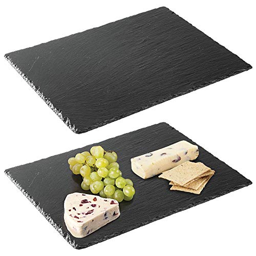 mDesign Juego de 2 platos de pizarra – Preciosa tabla de quesos, útil para embutidos, tartas, aperitivos, etc. – También sirve como pizarra de tiza para menús o anuncios – negro mDesign Juego de 2 platos de pizarra – Preciosa tabla de quesos, útil para embutidos, tartas, aperitivos, etc. – También sirve como pizarra de tiza para menús o anuncios – negro