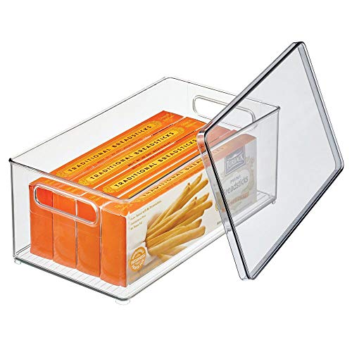 mDesign Juego de 4 Cajas organizadoras de plástico para Nevera – Recipiente para Guardar Alimentos con Tapa – Organizador para Nevera, Cocina y despensa Apto para Alimentos – Transparente/Gris mDesign Juego de 4 Cajas organizadoras de plástico para Nevera – Recipiente para Guardar Alimentos con Tapa – Organizador para Nevera, Cocina y despensa Apto para Alimentos – Transparente/Gris