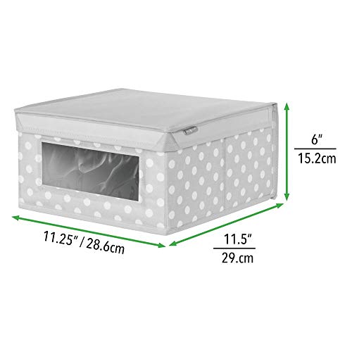 mDesign Juego de 6 cajas organizadoras de tela – Caja de almacenaje apilable para ordenar armarios, zapatos o ropa – Organizador de armarios con tapa y ventanilla – gris claro/blanco