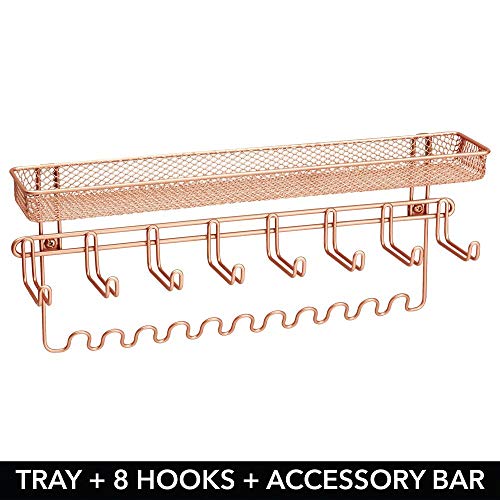 mDesign - Organizador para accesorios, de pared; guarda alhajas, collares, aros, pulseras, relojes pulsera - Oro Rosado mDesign - Organizador para accesorios, de pared; guarda alhajas, collares, aros, pulseras, relojes pulsera - Oro Rosado
