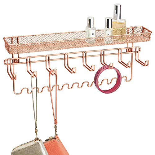 mDesign - Organizador para accesorios, de pared; guarda alhajas, collares, aros, pulseras, relojes pulsera - Oro Rosado mDesign - Organizador para accesorios, de pared; guarda alhajas, collares, aros, pulseras, relojes pulsera - Oro Rosado