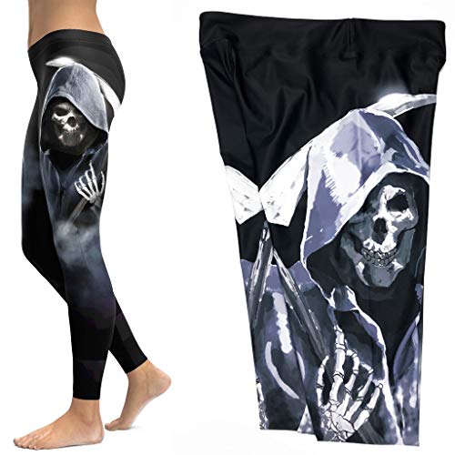 Mdsfe Leggings Estampados con Estampado de Calaveras Pantalones de Yoga Pantalones Deportivos para Damas Fitness Running Flexiones Ropa de Gimnasia Leggings elásticos Delgados - 5012SK40, S