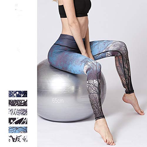 Mdsfe Pantalones de Yoga de Fitness Leggings de Mujer Ejercicio de Entrenamiento Floral Polainas de Running Flexiones Sexy Ropa de Gimnasia Pantalones elásticos Delgados - Blue Print, M