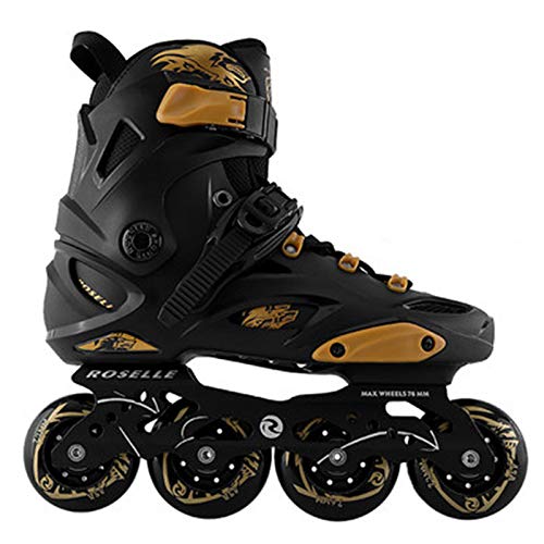 ME-Rollerns Patines de Ruedas Estudiantes universitarios Principiantes Patines de Ruedas en línea Zapatos de Lujo para Adultos Patines de Ruedas Patines White Gold 38