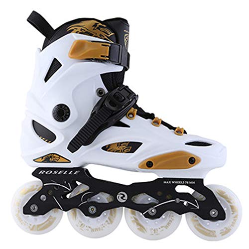 ME-Rollerns Patines de Ruedas Estudiantes universitarios Principiantes Patines de Ruedas en línea Zapatos de Lujo para Adultos Patines de Ruedas Patines White Gold 38