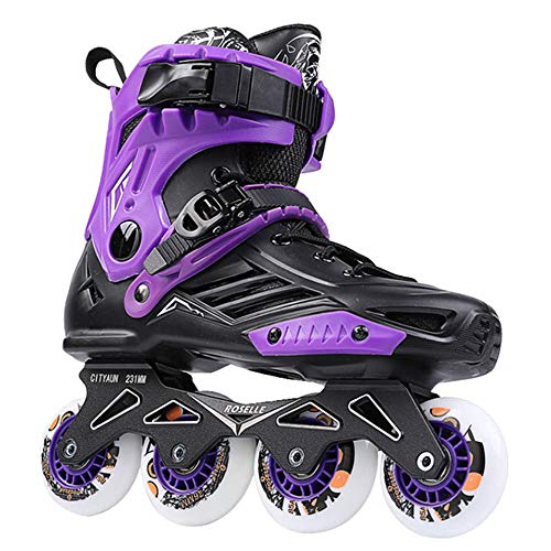 ME-Rollerns Patines en línea Slalom Profesional Zapatos de Patinaje sobre Ruedas para Adultos Patines de Patines Libres deslizantes,s White 36