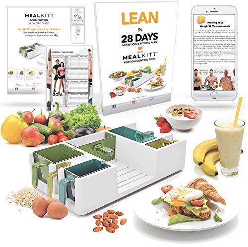 MealKitt Parte de recipiente de control | Aprender acerca de la nutrición, la porción de control y de comidas de preparación | Caloría cuenta para usted | Receta de bolsillo Guía de la dieta + libro
