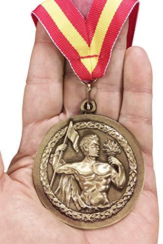 Medalla de Metal Personalizable - Dardos - Color Bronce - 6,4cm - Cinta Incluida - Colores de Cinta - Olímpica