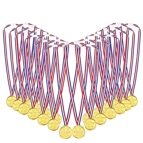 Medallas Niños,Medallas Deportivas 48 Piezas Plástico Medallas Doradas para Niños para Día del deporte para niños Fiesta Juego Juguetes Premios Premios