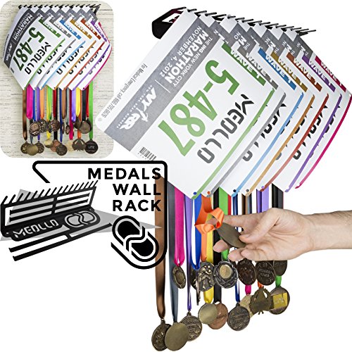 Medallero colgador de medallas y dorsales (100% Acero) - Fabricado en España (Negro)