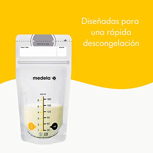 Medela - Bolsas de almacenamiento para conservar y congelar leche materna Medela, 50 unidades, 180 ml Medela - Bolsas de almacenamiento para conservar y congelar leche materna Medela, 50 unidades, 180 ml