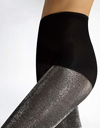 Medias Opaca Lurex Dorado, Plateado, Cobre, Azul, Borgoña, Leopardo | Medias de Lunares, Medias Brillantes | S/M, L/XL | 20/60 DEN | Made in Italy(S/M, NEGRO/PLATEADO) Medias Opaca Lurex Dorado, Plateado, Cobre, Azul, Borgoña, Leopardo | Medias de Lunares, Medias Brillantes | S/M, L/XL | 20/60 DEN | Made in Italy(S/M, NEGRO/PLATEADO)