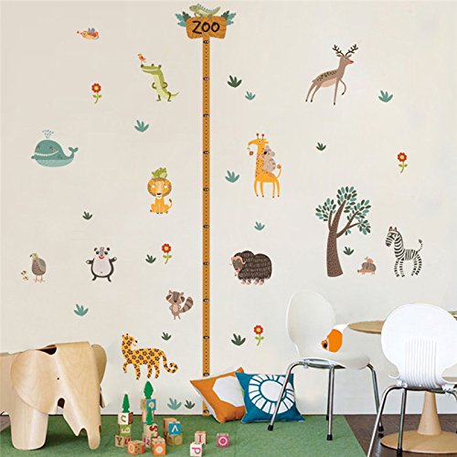 Medidor altura niños pegatina pared puerta vinilo decorativo animales zoo para cuartos bebes niños juegos guarderias colegios de CHIPYHOME