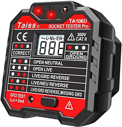 Medidor de tensión sin contacto con linterna LED + interruptor de protección FI, enchufe, circuito automático de polaridad, enchufe de pared, buscador TA100 + TA106D Medidor de tensión sin contacto con linterna LED + interruptor de protección FI, enchufe, circuito automático de polaridad, enchufe de pared, buscador TA100 + TA106D