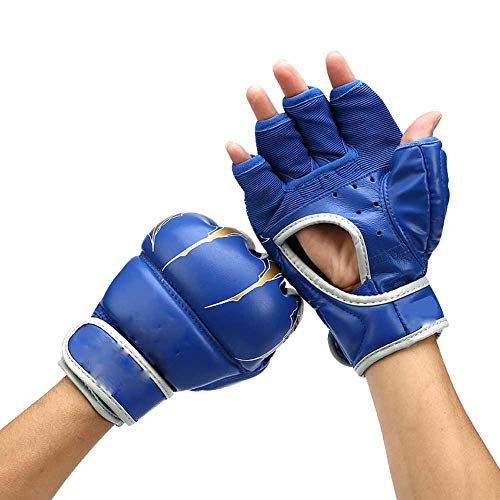 Medio Dedo Guantes De Boxeo para Adultos, Utilizando Material De PU Garra Hombres Y Mujeres Adultos Serie De Sacos De Arena Guantes De Entrenamiento De Combate De Lucha Profesional (7Oz),Negro