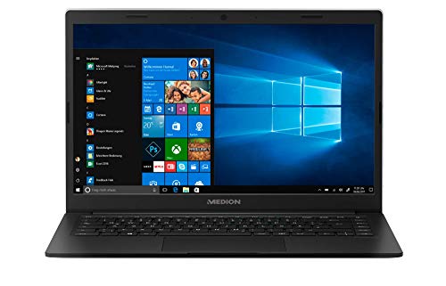 MEDION E4251 - Ordenador portátil de 14" FHD ( Intel Celeron N4000, 4 GB RAM, 64 GB eMMC, Intel UHD Graphics, Windows 10) color negro - Teclado QWERTY Español