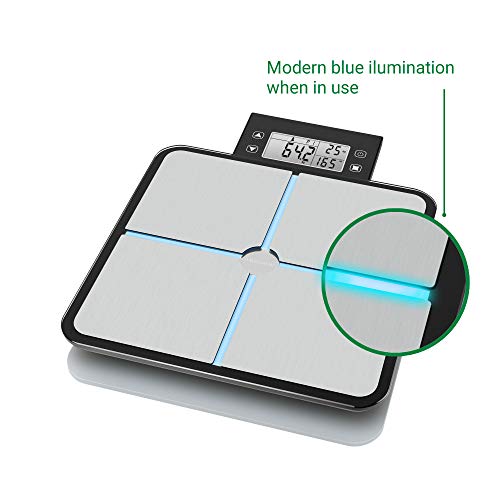 Medisana BS 460 báscula analítica digital 180 kg, báscula personal para medir la grasa corporal, el agua corporal, la masa muscular, el peso de los huesos y la grasa corporal con pantalla LCD