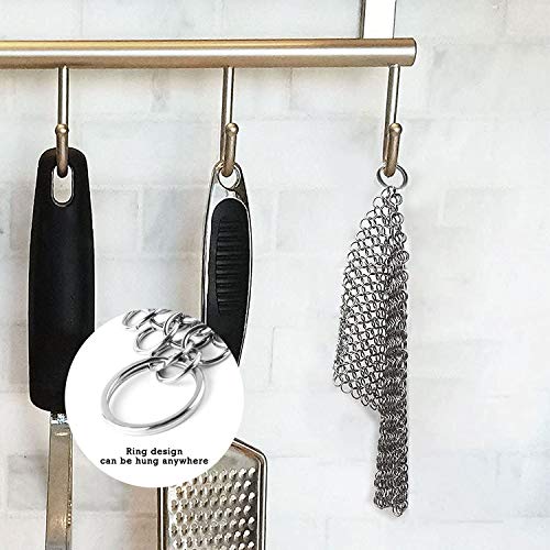 MEEQIAO Almohadilla de Fregado Malla de acero inoxidable Olla Jar Estufa Limpiador de hierro fundido Cepillo de limpieza Esponjas de Hierro Fundido para Utensilios de Cocina (20 * 20)