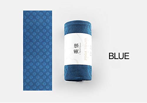 MEESU Toalla de Yoga Caliente Antideslizante, Toalla de Microfibra Suave Absorbente 100%, Toallas de Bikram Antideslizantes Ideales para Pilates de Yoga Caliente Bikram (W2005-Azul)