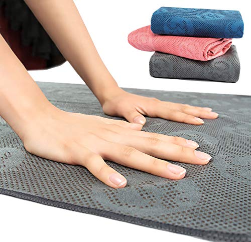 MEESU Toalla de Yoga Caliente Antideslizante, Toalla de Microfibra Suave Absorbente 100%, Toallas de Bikram Antideslizantes Ideales para Pilates de Yoga Caliente Bikram (W2005-Azul)