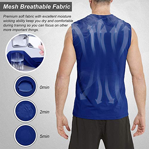 MeetHoo Camiseta De Tirantes Hombre, Camisetas Deportes Sin Mangas Tank Top Secado Rápido para Running Fitness Ejercicio Training (Negro + Gris + Azul, S)