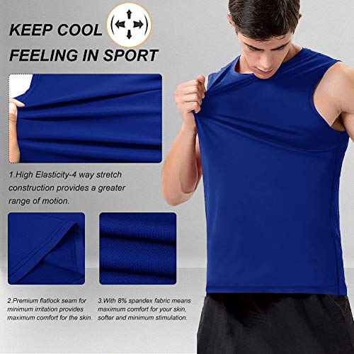 MeetHoo Camiseta De Tirantes Hombre, Camisetas Deportes Sin Mangas Tank Top Secado Rápido para Running Fitness Ejercicio Training (Negro + Gris + Azul, S)
