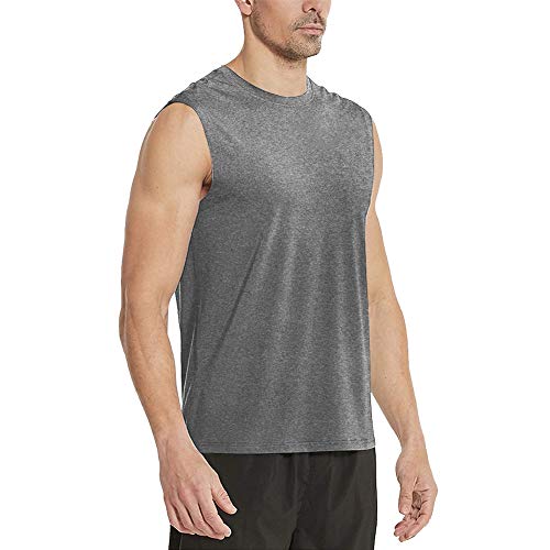 MeetHoo Camiseta De Tirantes Hombre, Camisetas Deportes Sin Mangas Tank Top Secado Rápido para Running Fitness Ejercicio Training (Negro + Gris + Azul, S)