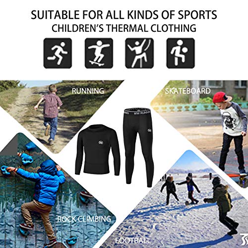 MeetHoo Conjunto Ropa Interior Termica para Niños Camisetas Termicas Deportivas Manga Larga Decathlon Pantalon Termico Futbol Niño de Esquí Forro de Lana para Correr