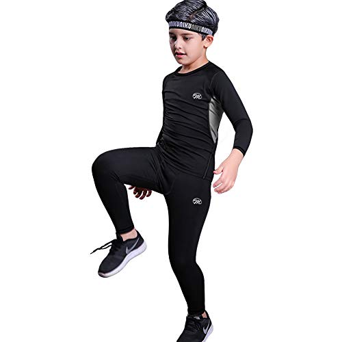 MeetHoo Conjunto Ropa Interior Termica para Niños Camisetas Termicas Deportivas Manga Larga Decathlon Pantalon Termico Futbol Niño de Esquí Forro de Lana para Correr