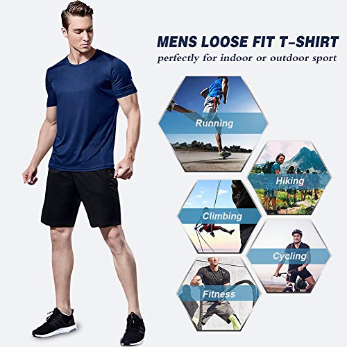 MeetHoo Men’s Sports T-Shirt,Running Top Short Sleeve Shirt Light Breathable tee For Fitness Gym Workout