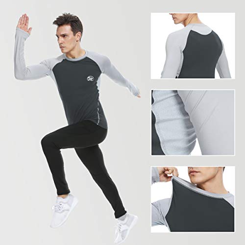 MEETWEE Camiseta De Compresión Hombre, Manga Larga para Deportes Camisetas Transpirable Secado Rápido T-Shirt para Running Ciclismo Fitness