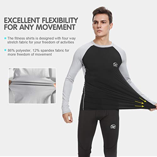 MEETWEE Camiseta De Compresión Hombre, Manga Larga para Deportes Camisetas Transpirable Secado Rápido T-Shirt para Running Ciclismo Fitness