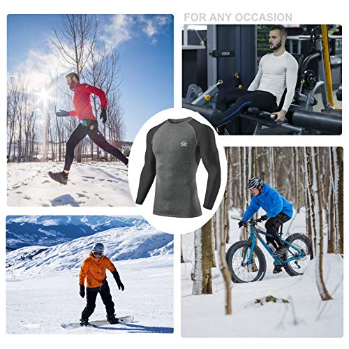 MEETWEE Camiseta Térmica Compresión Hombre, Manga Larga para Deportes Camisetas Transpirable Secado Rápido T-Shirt para Running Ciclismo Fitness